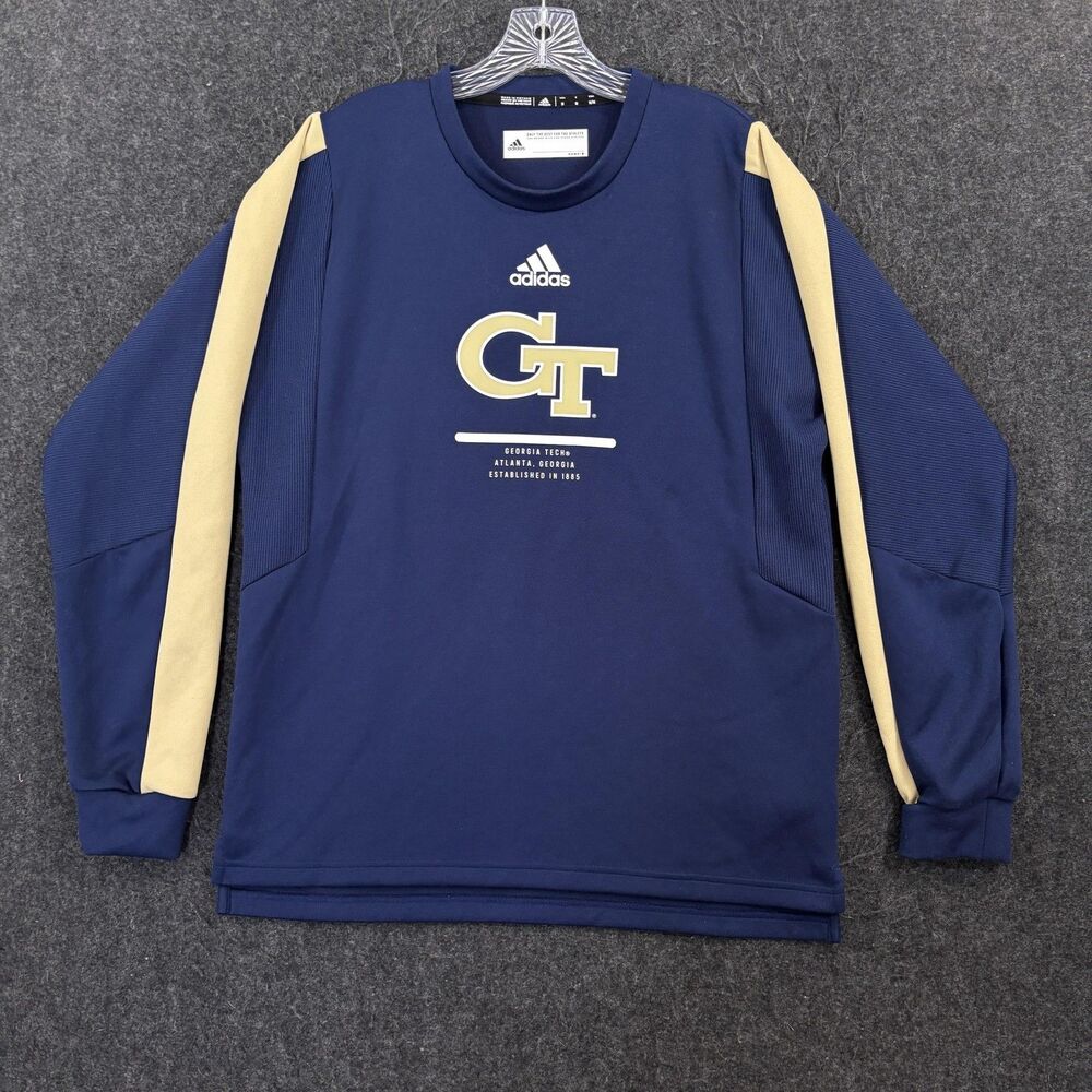 Georgia Tech Yellow Jackets Sweatshirt Men's Medium Navy Blue Football Adidas